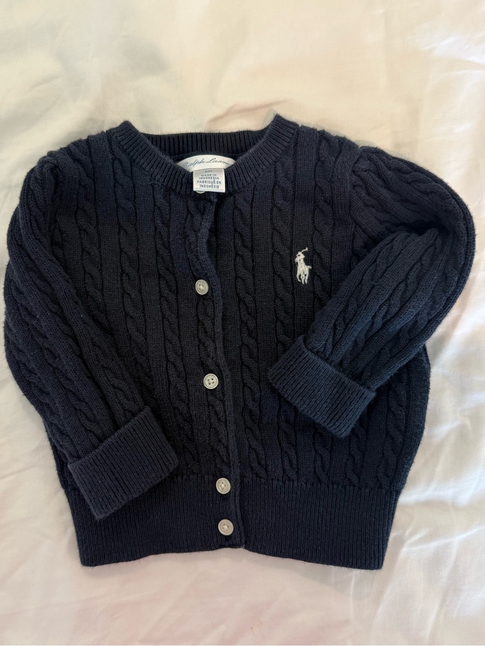 Ralph Lauren Navy Cable-Knit Cardigan